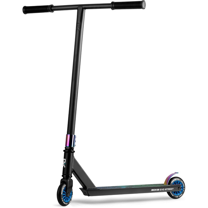 Трюковий самокат SOKE EVO Street ABEC-9, для дорослих і дітей, 50 см, 360° кермо, алюмінієва 3-болтова клема, чорний