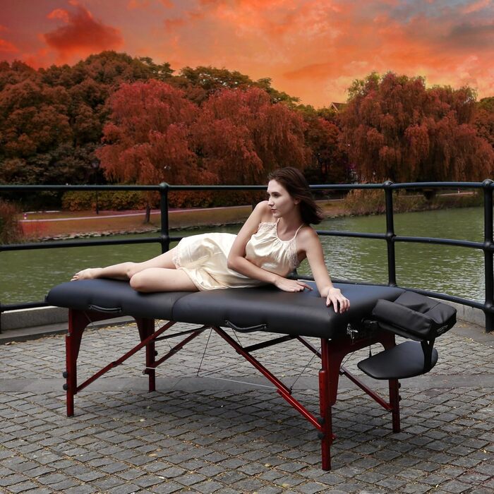 Масажний стіл Master Massage Montclair з піни Memory, переносний, 71 см, чорний, для салону краси, спа, тату, терапії