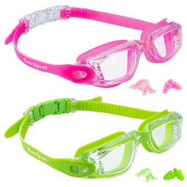 Дитячі плавальні окуляри Kinder-Schwimmbrille (2 шт.) – прозорі, антифог, анти-UV, водонепроникні, з навушниками та фіксатором для носа, для дітей 5-15 років