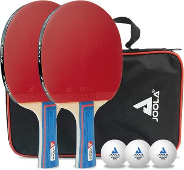 Набір для настільного тенісу JOOLA Duo PRO, 2 ракетки (червона/чорна), 3 м'ячі, чохол, мультиколір, універсальний розмір