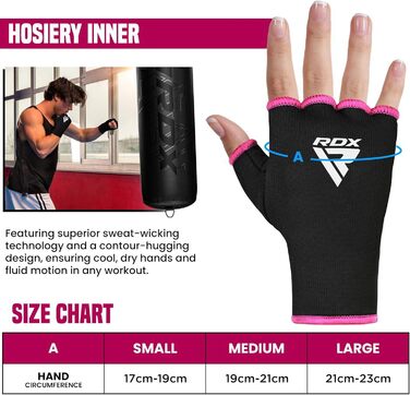 Боксерські рукавички RDX для боксу, муай-тай, ММА. Еластичні боксерські бандажі, захист рук, рожево-білі.