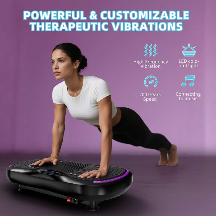 Платформа для вібраційного тренування QEIFEII - 3D вібраційна платформа для схуднення та лімфодренажу, 200 швидкостей, до 181 кг, для дому