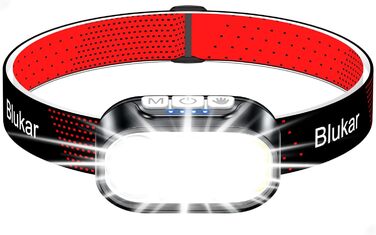 Кепка-ліхтар Blukar LED з 2 колірними температурами, перезаряджається, 2000L, надзвичайно яскрава, регульована яскравість з червоним світлом та датчиком, 12 режимів освітлення, водонепроникна, 30+ годин роботи для відключень електроенергії/кемпінгу/бігу, 