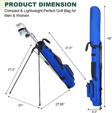 Гольф-сумка MAZEL з роздільником на 2 способи, 2 кишені, регульовані плечові ремені, високоякісний 900D нейлон, легкий матеріал, сумка-олівець для гольфу для чоловіків та жінок (блакитна)