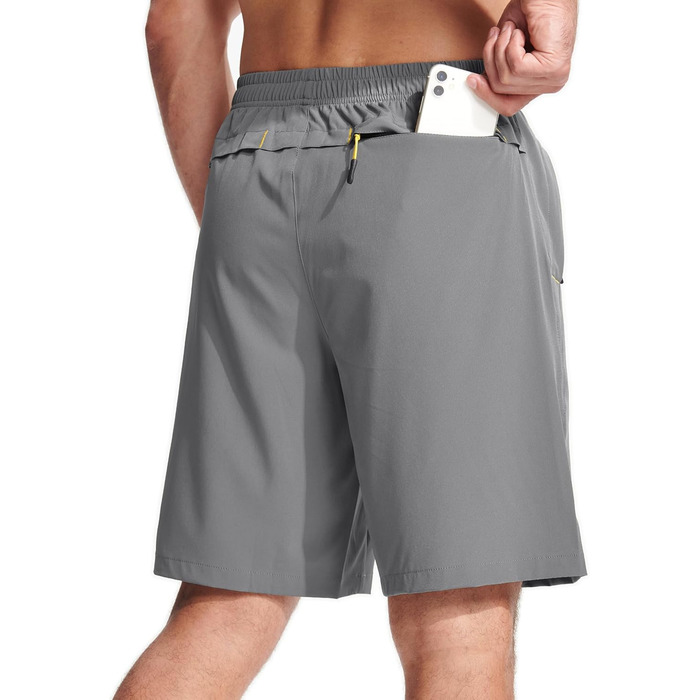 Шорти спортивні чоловічі MAGCOMSEN, легкі, швидковисихаючі, для тренувань та хайкінгу, з кишенями на блискавці, сірий, розмір 36