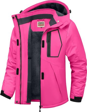 Жіноча водонепроникна куртка WULFUL для сноубордингу та лижного спорту, тепла зимова куртка з капюшоном (XL, Rosenrot)