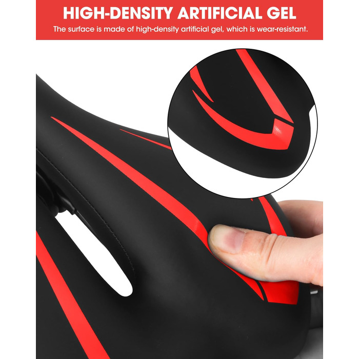 Гелевий велосипедний сідло MSDADA для жінок та чоловіків, водонепроникний, червоний