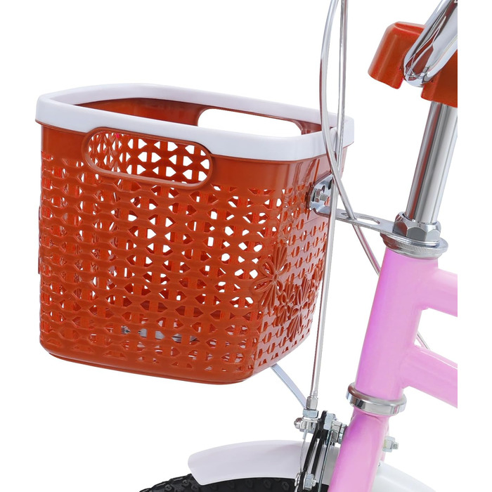 Дитячий велосипед 14 дюймів Retro стиль з додатковими колесами, заднім сидінням, кошиком, регульованою висотою. Підходить для дітей 3-7 років, рожевий.