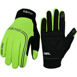 Велосипедні рукавички Sikma жовтого кольору, повний палець, з гелевою підкладкою, вітронепроникні, сумісні з сенсорними екранами, розмір L