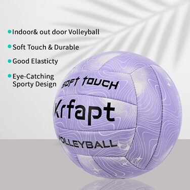 Волейбольний м'яч Krfapt 5 розміру, офіційний, Soft Touch – для тренувань та гри на вулиці/в приміщенні, водонепроникний, з дизайном Ripples (Blue/Purple/Pink)