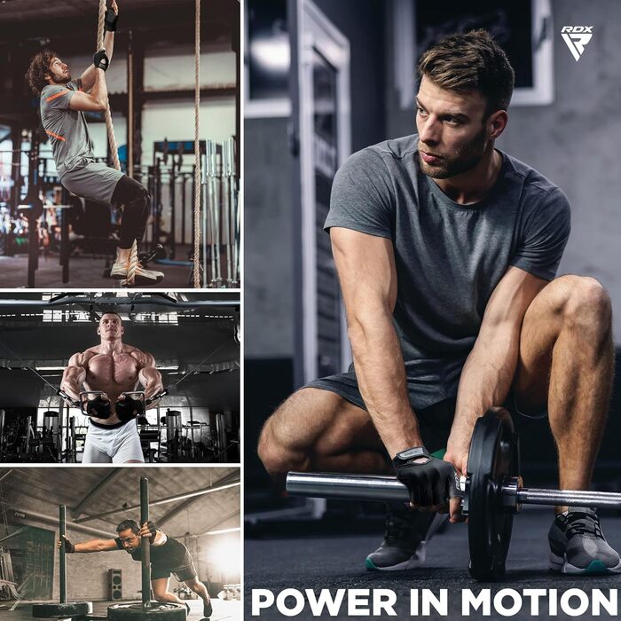 Фитнес рукавички RDX для чоловіків та жінок, рукавички для тренувань, силових вправ, з антиковзким покриттям та захистом зап'ястя, для залу, бодібілдингу, HIIT, підняття ваги, чорні, XL