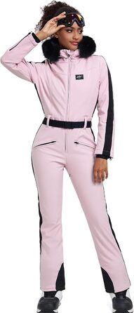 Жіночий гірськолижний костюм-комбінезон HOTIAN. Теплий, водонепроникний, вітронепроникний костюм для сноуборду та лиж. З капюшоном, рожевий колір.