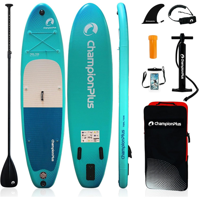 Надувний SUP Борд Championplus - Комплект для Сапбордингу, 320x81x15 см, Синій