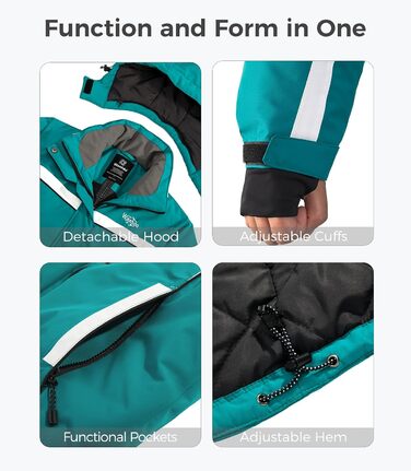 Жіноча водонепроникна куртка Wantdo для катання на лижах з капюшоном та флісовою підкладкою, зелена