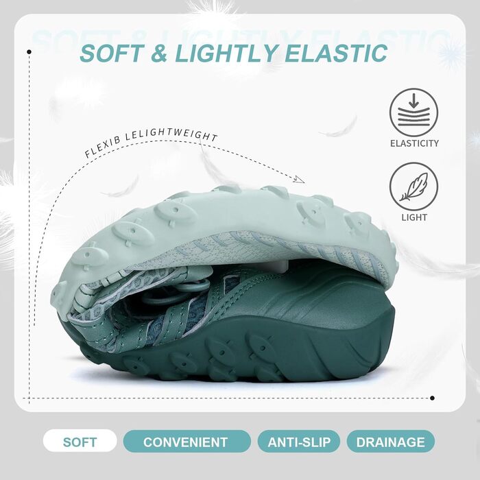Взуття для плавання Mabove: чоловічі та жіночі, швидко сохнуть, для серфінгу, плавання, аквашузи, басейн, 38 EU, Gradient Green V011
