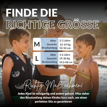Навчальний плавець для дітей NOARD Kinder Schwiweste: 40+ нашивок для персоналізації, різні дизайни та розміри, 15–30 кг, 2–6 років, сертифікат EN 13138-1:2021, Siply green (L, Ocean Friends)