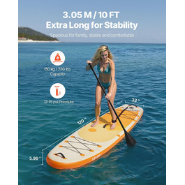 Надувний SUP VEVOR Stand Up Paddle Board (323/335 см) з аксесуарами: насос, весло, рюкзак, сумка для телефону, ремкомплект. Підходить для дорослих та дітей.