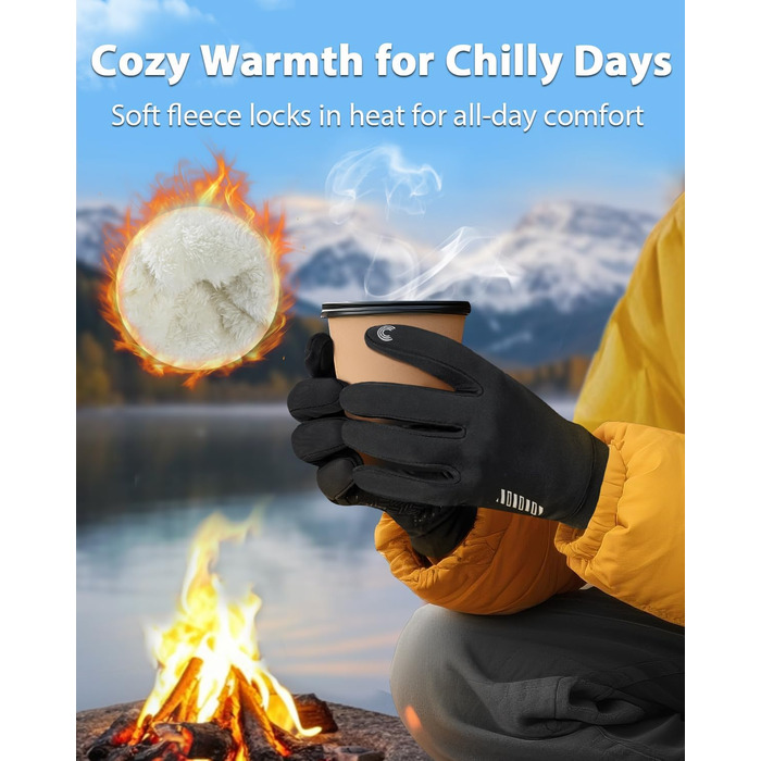 Зимові рукавички RIGWARL для чоловіків та жінок, водонепроникні вело-рукавички з підтримкою сенсорного екрану, теплі рукавички для їзди на велосипеді, катання на конях, бігу, мотоцикла, хайкінгу, прогулянок, чорний колір, розмір L