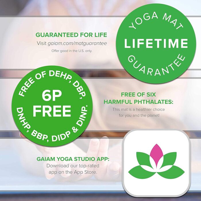 Килимок для йоги Gaiam Premium 6 мм, нековзний, надрукований, для йоги, пілатесу та фітнесу, 172×61 см, Niagara