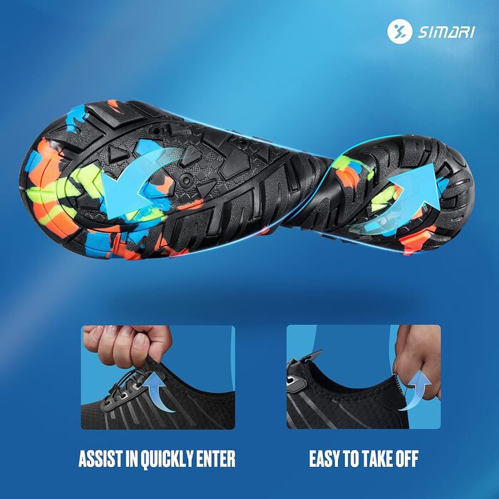 SIMARI WP001 Водонепроникні аквашузи для жінок та чоловіків, швидка сушка, для плавання, дайвінгу, серфінгу, йоги та хайкінгу, WP001, 216 фіолетовий, 42 EU, Deep Black Stripe