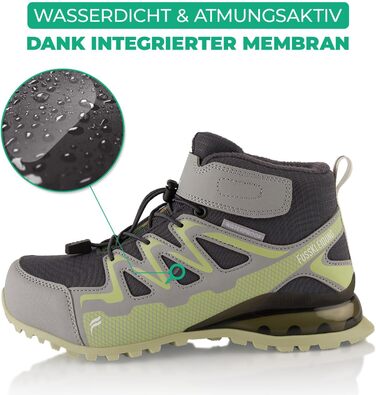 Зимові черевики для жінок та чоловіків, водонепроникні, з утепленням, для піших прогулянок (36 EU, сірий, зелений)