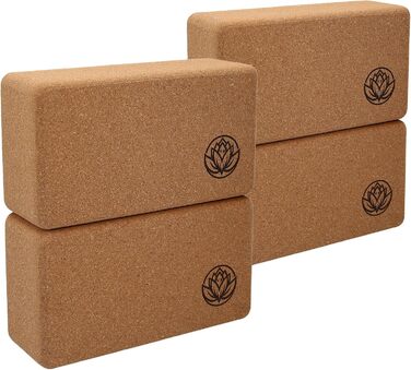 Набір коркових блоків для йоги VonBueren (4 шт), 22 x 12 x 7,5 см, коричневі — аксесуари для хатха-йоги, чоловічі та жіночі