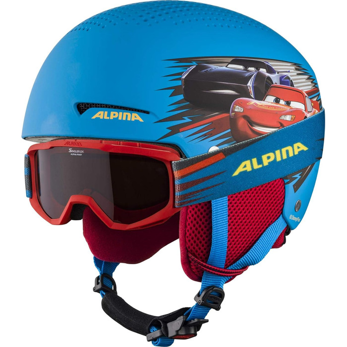 Дитячий набір Alpina Disney: лижний шолом і маска Cars, 51-55 см, безпечний та якісний