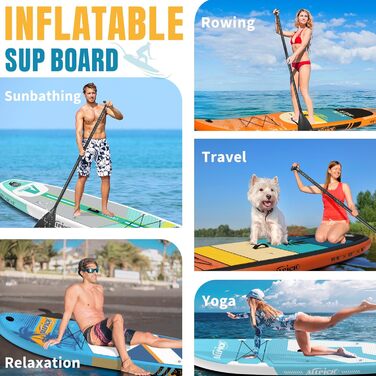 Надувна SUP-дошка ALLPICK Premium з повним комплектом, універсальним кріпленням для камери, регульованим веслом, для початківців і досвідчених, вантажопідйомність 180 кг