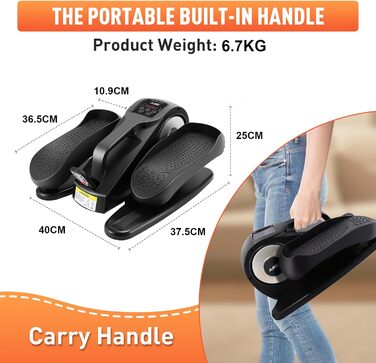 Еліптичний тренажер під стіл, міні-еліпс, електричний педальний тренажер для сидіння з пультом керування, регульована швидкість, для людей похилого віку та дорослих, срібний колір