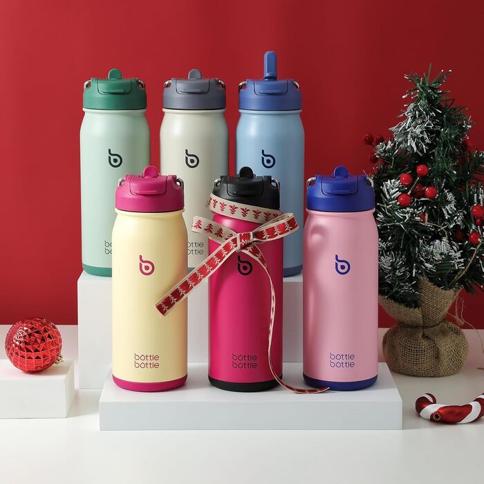 Фляга для води з нержавіючої сталі 473мл з трубочкою та відділенням для пігулок - BPA Free - для університету, школи, спорту, дитячого садка (Зелена)