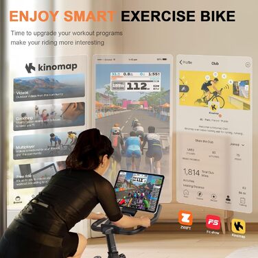 Кітопа: Розумний велотренажер з Bluetooth, LCD-монітором та регульованим опором. Макс. вага користувача: 150 кг, колір - блакитний