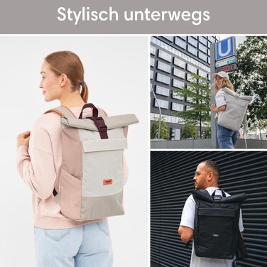 Рюкзак LARKSON Rolltop для жінок і чоловіків з відділенням для ноутбука, універсальний для навчання, роботи та велосипеда, великий водовідштовхувальний туристичний рюкзак