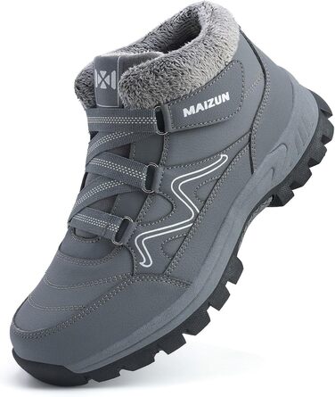Чоловічі зимові черевики: теплі, з підкладкою з хутра, легкі, водонепроникні, зручні, до щиколотки, для хайкінгу (45.5 EU, Сірий)
