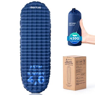 Каремат HIKENTURE для кемпінгу R-Wert 4, 8 см - ультралегкий надувний килимок для туризму та відпочинку на природі (4 сезони)