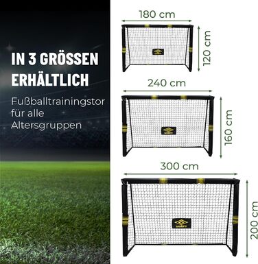 Футбольні ворота Umbro 180x120x60 см металеві для саду, дітей і дорослих, чорні/жовті, для тренувань, для вулиці та приміщення