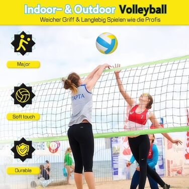 Волейбольний м'яч Aipwerer для пляжу та залу: водонепроникний, Soft Touch, жовто-блакитний, розмір 5