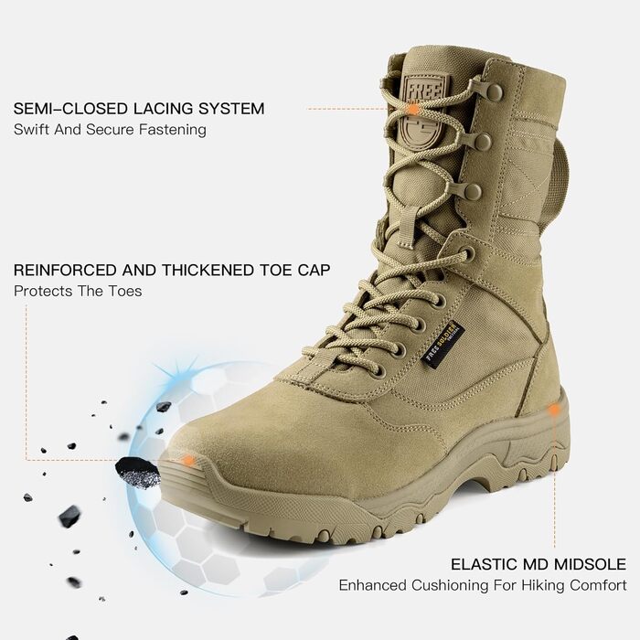 Черевики тактичні чоловічі FREE SOLDIER, пісочний колір, 41 EU