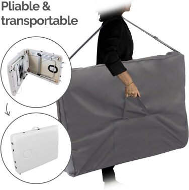 Складаний масажний стіл Vivezen з 2 зонами з алюмінію + аксесуари та сумка для транспортування, білий