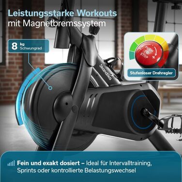 Велотренажер Skandika Spinning Bike Falk P8-HM: сталевий фрейм, магнітний гальма, LCD-дисплей, Bluetooth, сумісність з Kinomap
