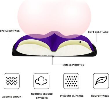 Покриття для велосипедного сидіння з гелевою подушкою, 27 x 25 см (фіолетовий)