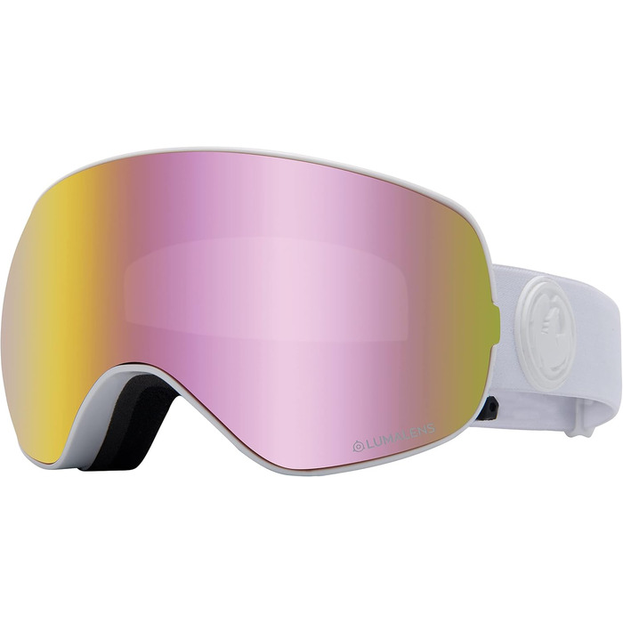 Маска для сноуборду Dragon X2s White Out з лінзами Lumalens Pink Ion та додатковою лінзою Whiteout, біла, преміум якість