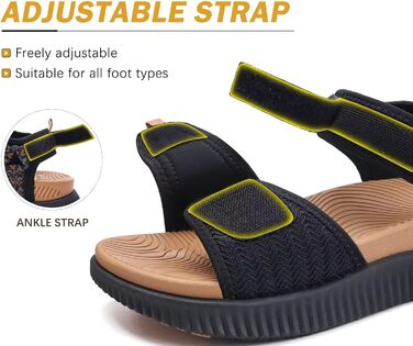 Зручні трекінгові сандалії KuaiLu для жінок: ортопедичні, для плоскостопія, піші прогулянки, літо, відкриті пальці, регульовані, чорний, коричневий