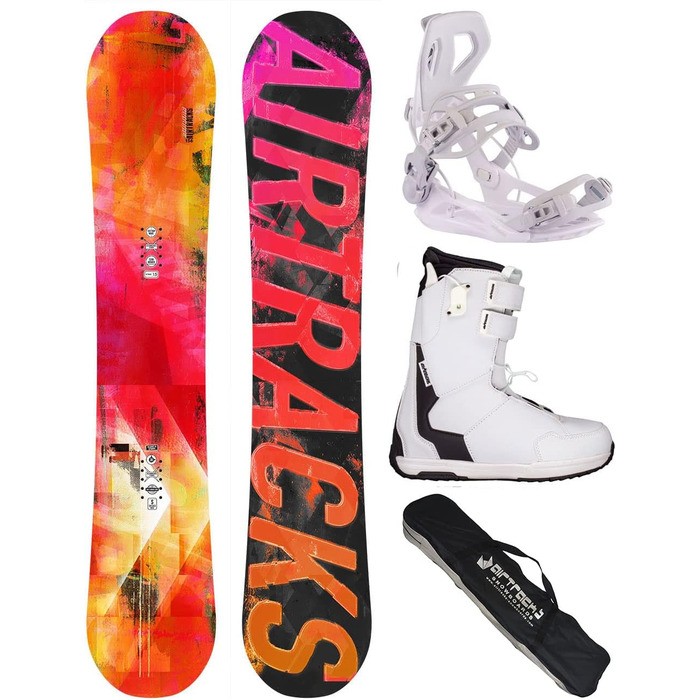 Жіночий сноуборд-комплект Airtracks Morioirs Flat Zero Rocker 147 см з кріпленням Master W Fastec, черевиками Master W QL 40 та сумкою