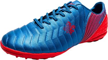 Дитячі футбольні бутси для хлопчиків та дівчаток FG/AG/TF, професійні, для тренувань та гри на траві, Outdoor, блакитний/червоний, 32 EU