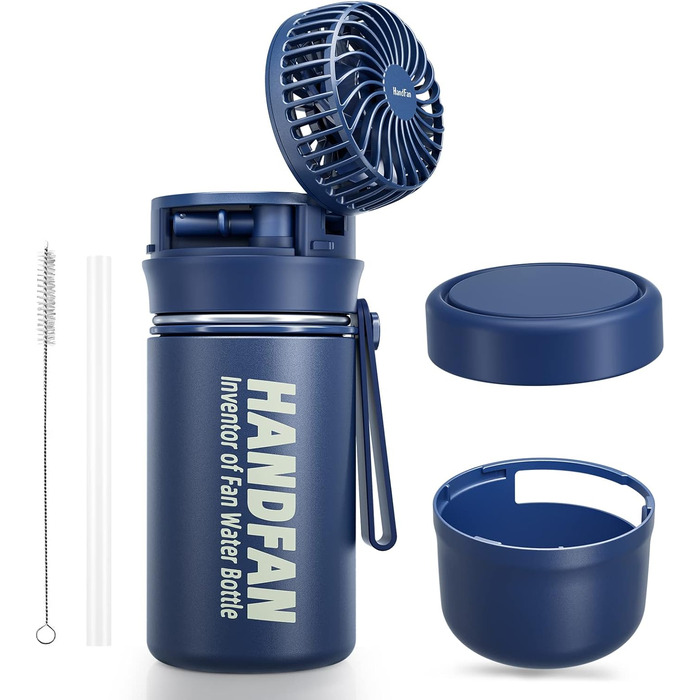 Термос-пляшка HandFan з нержавіючої сталі, 350 мл, синя, ізольована, BPA-free, для газованої води, спортивна, для велосипеда, школи та фітнесу
