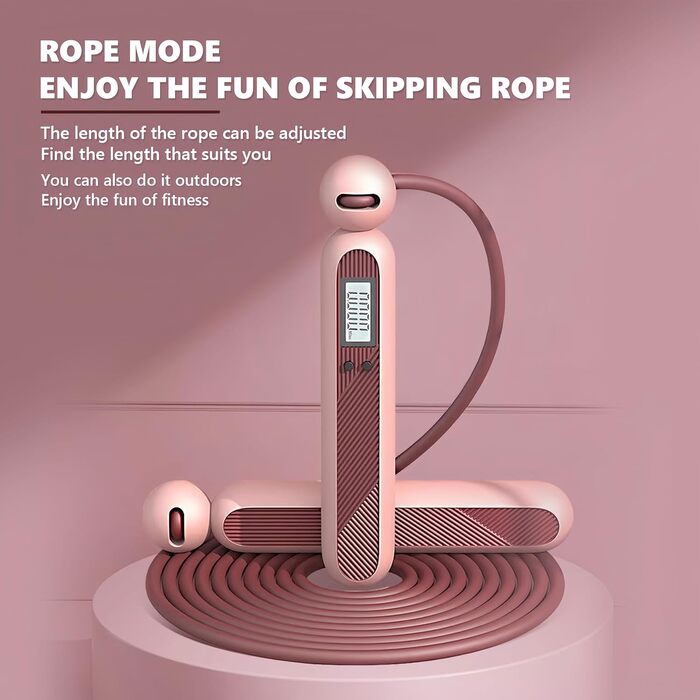 Стрибкове канат Flintronic з лічильником, регульований, з підшипниками та неслизькими ручками, інтелектуальний, з вагою, для тренувань, фітнесу, боксу, рожевий #5