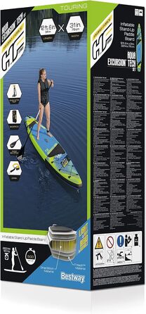 Надувна SUP-дошка Bestway Hydro-Force Touring Aqua Excursion 381×79×15 см, комплект для серфінгу