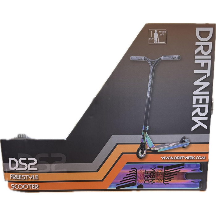 Трюковий самокат Driftwerk DS2+ для дітей, неохром, веселка, фристайл