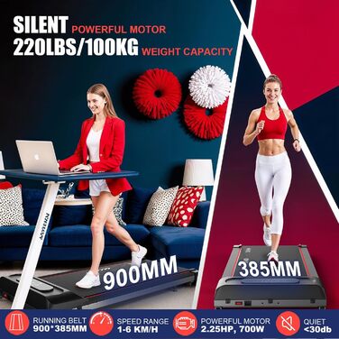 CharonFit біговий тренажер для дому Walking Pad: потужність 2.25 PS, вантажопідйомність 100 кг, нахил 4%, швидкість 1-10 км/год