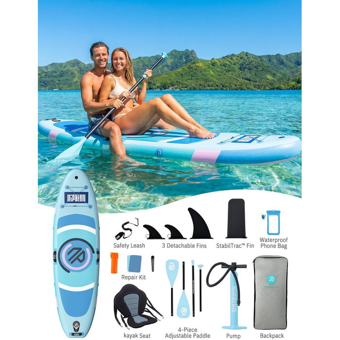 Надувний SUP дошка Niphean для SUP-серфінгу та йоги, 305 см, для початківців, з фіном StabilTrac